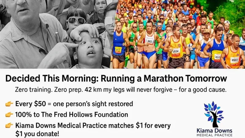 Dr Tom Hilliar marathon fundraiser for Fred Hollows Foundation