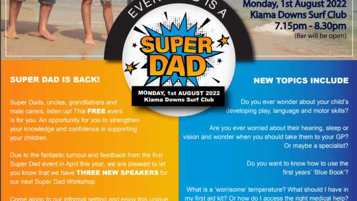 Free workshop for dads and male carers for children from newborns to Yr 6